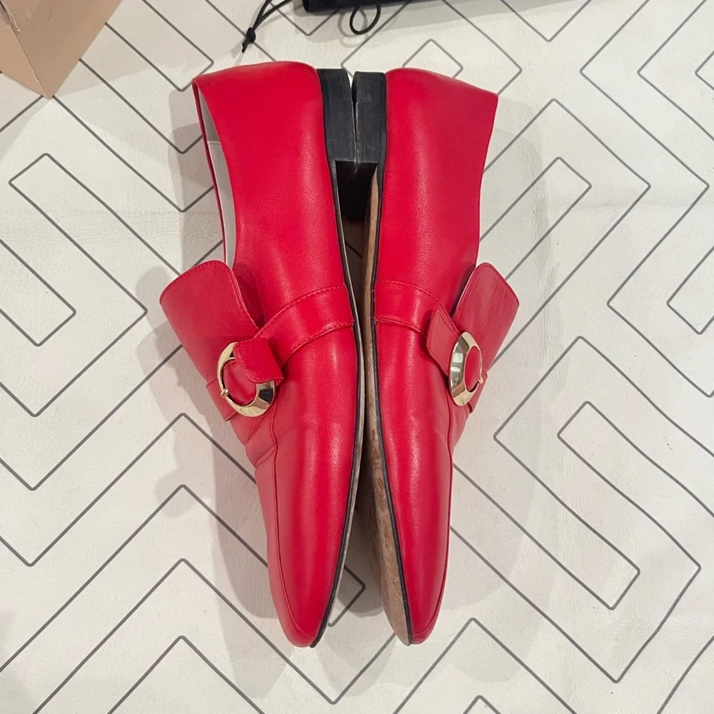 Daniella Shevel Red Leather Loafers - Picture 7 of 15